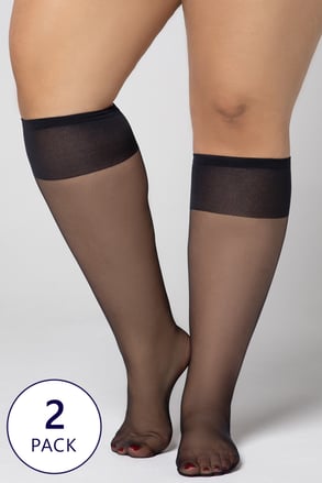 2 PACK nylonowych podkolanówek Plus Size 20 DEN