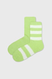 2 PACK къси чорапи Fluffy Stripe