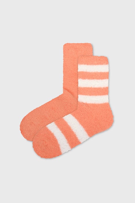 2 PACK ponožek Fluffy Stripe - korálová | Astratex.cz