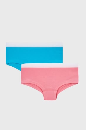 2er-PACK Mädchenslips Basic Shorts blau-rosa