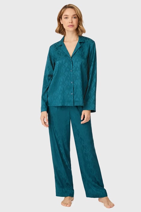 Pijama călduroasă pentru femei DKNY After Dark Dressing cu pantaloni lungi verde păun