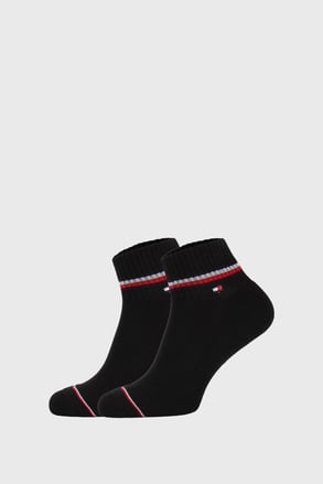 2 PACK черни чорапи до глезена Tommy Hilfiger Iconic