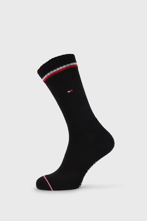 2 PÁR fekete magas szárú zokni Tommy Hilfiger Iconic - fekete | Astratex.hu