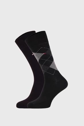 2er-PACK schwarze Socken Tommy Hilfiger QCheck 2er-PACK schwarze Socken Tommy Hilfiger QCheck