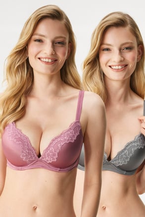 2PACK Modrček Origins Shiny Micro Push-Up Plunge