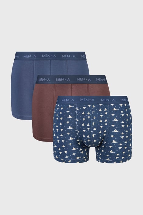 3PACK Bavlněné boxerky MEN-A Jimmy hnědá-modrá