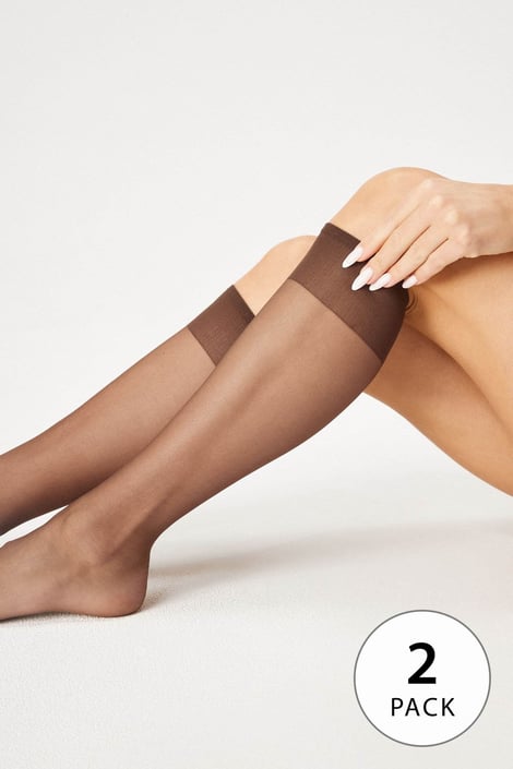 2PACK Najlonske dokolenke Marea 15 DEN kavna