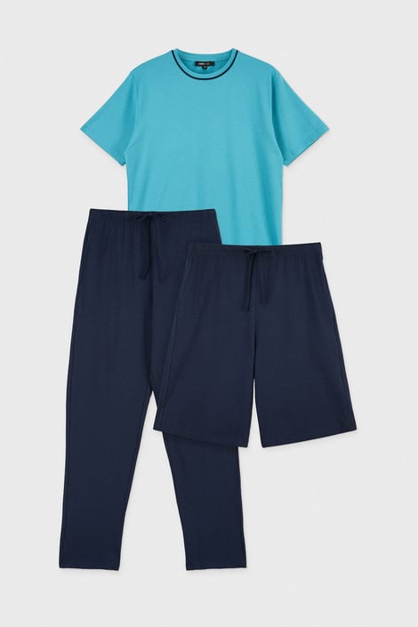 Pánské bavlněné pyžamo MEN-A Harold 2 v 1 bondi blue
