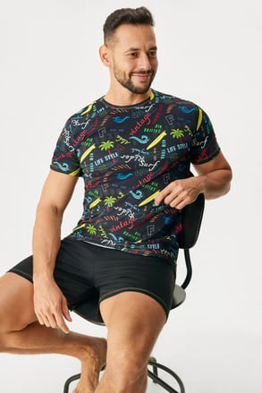 Herren-Baumwollpyjama Surf mit kurzem Bein