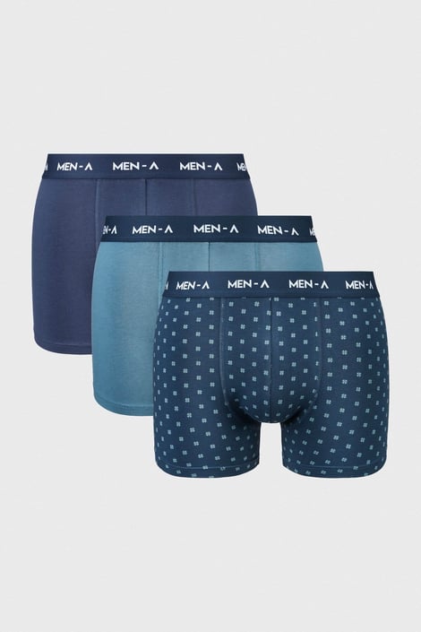 3PACK Bavlněné boxerky MEN-A Elio modrá