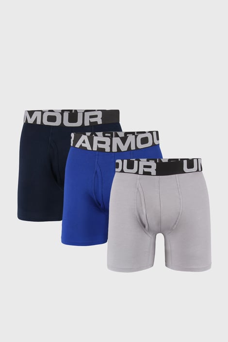 3 PACK modrošedých boxerek Under Armour Cotton