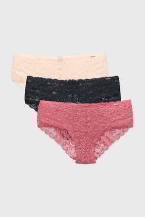 3PACK Klasične čipkaste hlačke Lana Floral 3PACK Klasične čipkaste hlačke Lana Floral