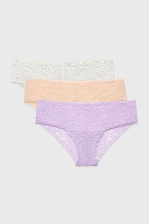 3PACK Chiloți clasici Lana Floral dantelă