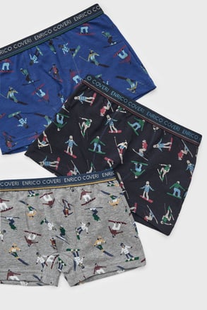 3PACK boxeri de bumbac pentru băieți Ski