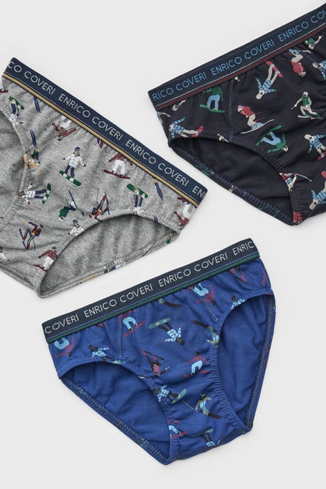 3PACK Slipy chłopięce bawełniane Ski