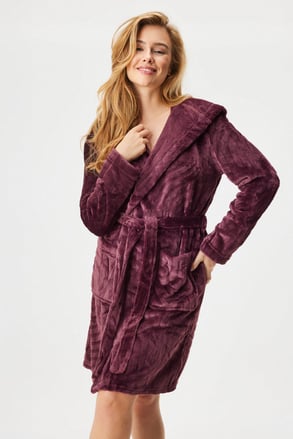 Ζεστή ρόμπα Devyn, κοντή με κουκούλα