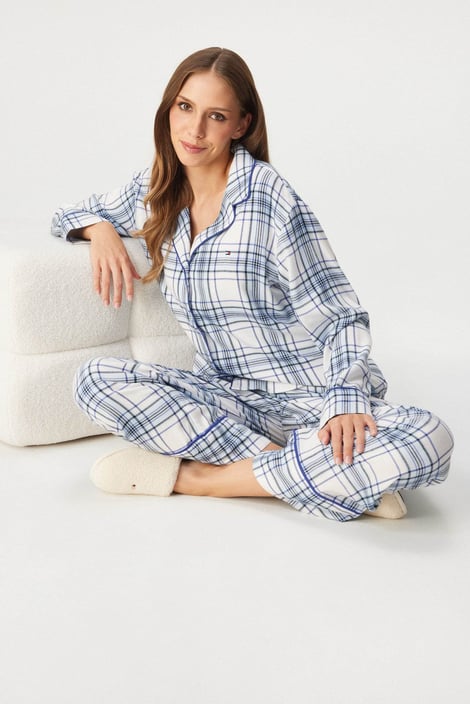 Dámske pyžamo Tommy Hilfiger Gift Essential Sleep s papučami modrá-biela