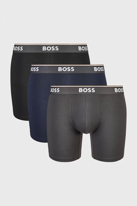 3er-Pack Baumwoll-Boxershorts BOSS Power Long Schwarz-dunkelgrau-Marineblau