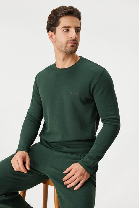 Tricou din bumbac pentu bărbați HUGO BOSS Waffle II verde mușchi