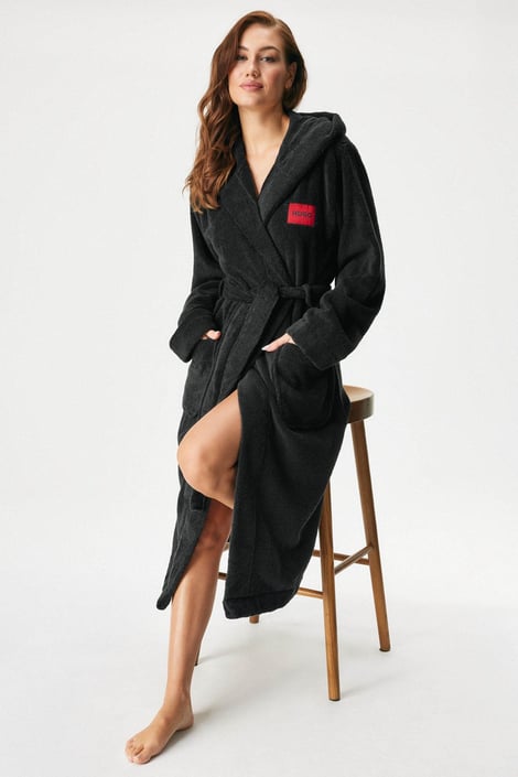 Halat din bumbac HUGO Terry Hooded Gown lung cu glugă Halat din bumbac HUGO Terry Hooded Gown lung cu glugă
