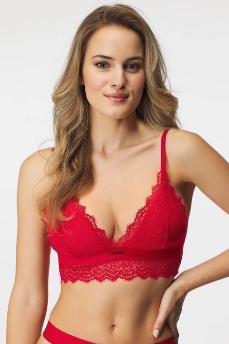 Biustonosz usztywniany HUGO Triangle Lace Red Bralette Biustonosz usztywniany HUGO Triangle Lace Red Bralette