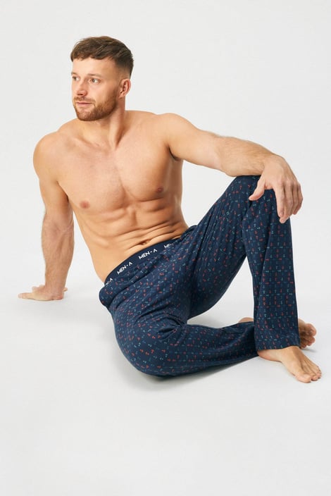 Herren-Baumwoll-Pyjamahose MEN-A Taylor Blau-Orange