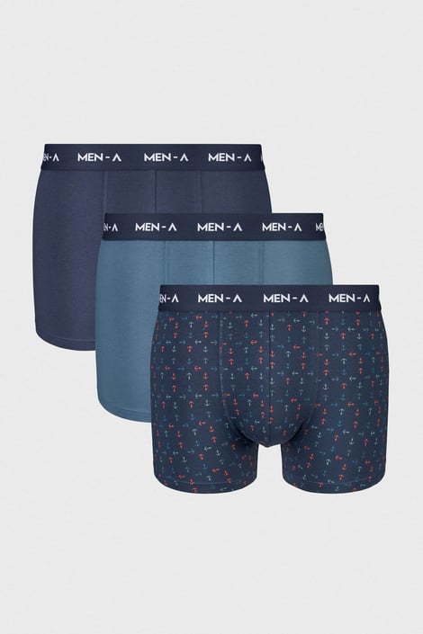 3PACK Bavlněné boxerky MEN-A Leonard modrá-oranžová