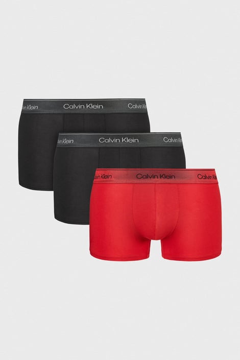 3PACK Bavlnené boxerky Calvin Klein Icon Cotton Stretch Metalic čierna-červená