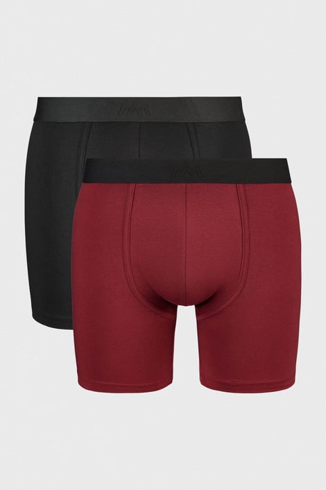 2PACK Bokserki bawełniane MEN-A Morris z długimi nogawkami czarny-czerwony