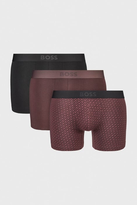 3PACK Βαμβακερό μποξεράκι HUGO BOSS One Design II μαύρο-καφέ-κόκκινο βουργουνδίας