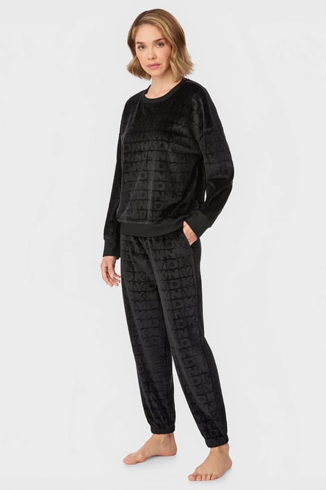 Dámske pyžamo DKNY Luxe Lounging s dlhými nohavicami čierna