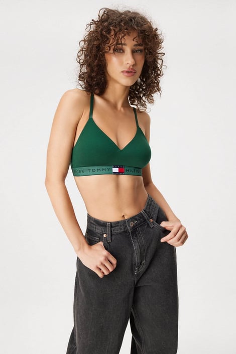 Podložen bombažen modrček Tommy Hilfiger Heritage Bralette temno zelena
