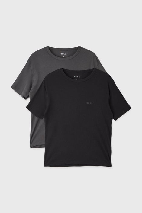 2PACK Bawełniany T-shirt męski HUGO BOSS Rib czarny-antracytowy