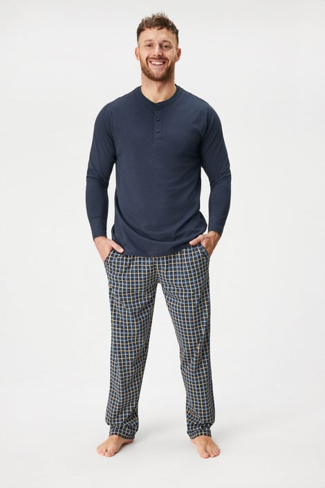 Herren-Baumwollpyjama Pure Cotton mit langen Beinen mehrfarbig