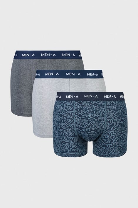3PACK Bavlněné boxerky MEN-A Elio šedá