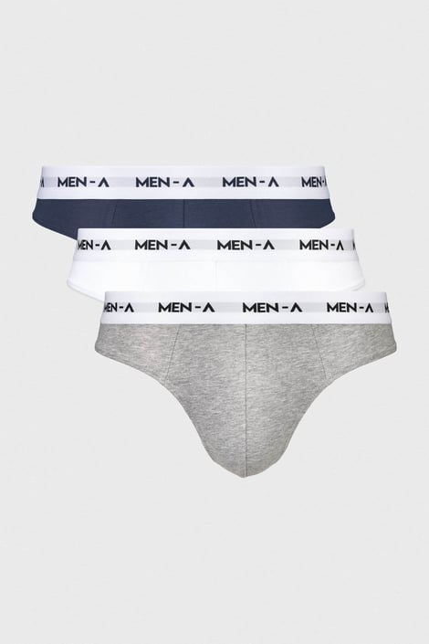 3PACK Pánská bavlněná tanga MEN-A Camilo modrá-tmavě šedá