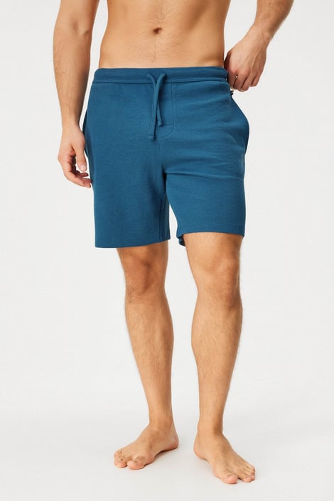Pantaloni scurți din bumbac pentru bărbați BOSS Waffle albastru închis