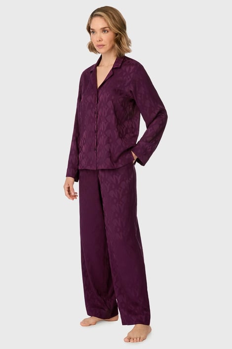 Pijama călduroasă pentru femei DKNY After Dark Dressing cu pantaloni lungi mov vânătă