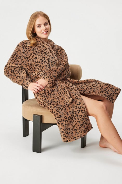 Дамски топлещ халат Cheetah дълъг многоцветно