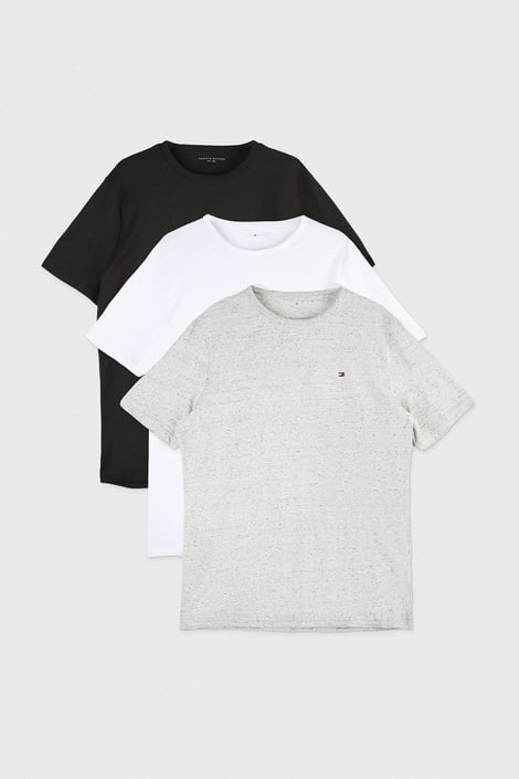 3PACK Pánské bavlněné tričko Tommy Hilfiger Cotton bílá-šedá-černá