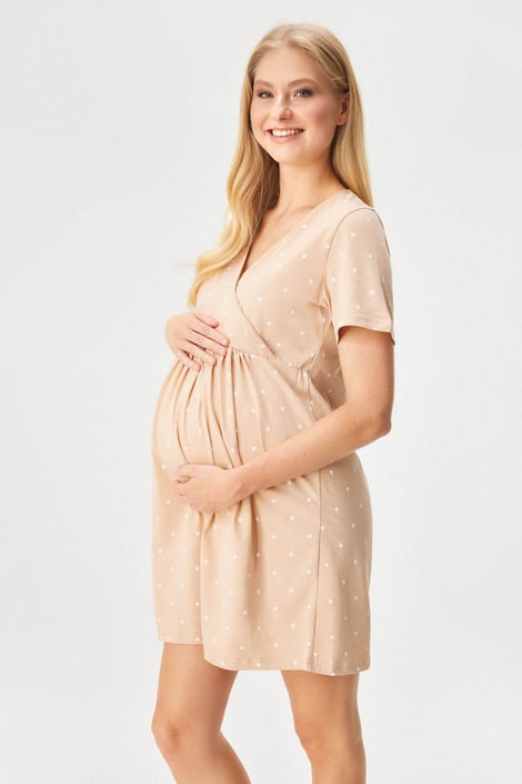 Camicia da notte premaman in cotone Dots corta