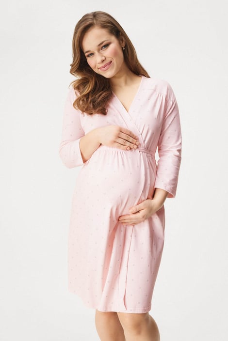 Tehotenský bavlnený župan Dots krátky