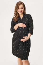 Baumwoll-Bademantel für Schwangere Dots kurz