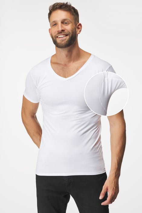 Niewidoczny T-shirt pod koszulę MEN-A z panelami przeciwpotnymi - biały