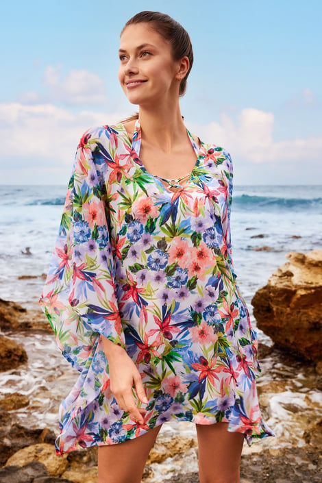 Beach Outing Swimsuit Cover-ups Dress Sexy Deep V Neck Tunic