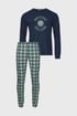 Pyjama British college lang DU631_pyz_01 - blauwgroen