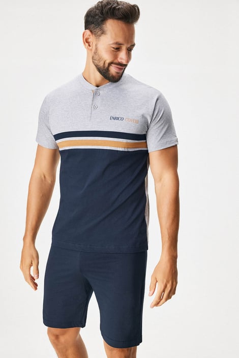 Katoenen herenpyjama Leo met korte broek