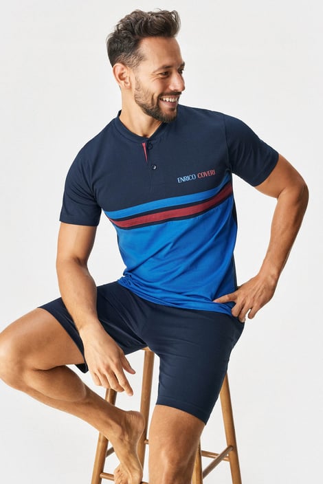 Katoenen herenpyjama Leo met korte broek