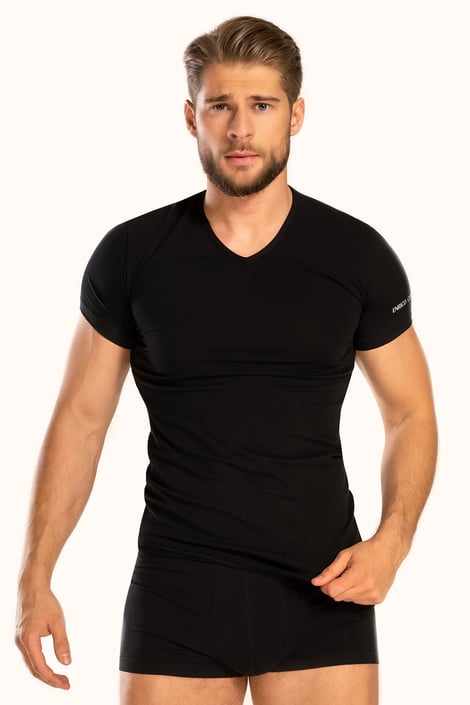 Herren-T-Shirt V-Neck schwarz