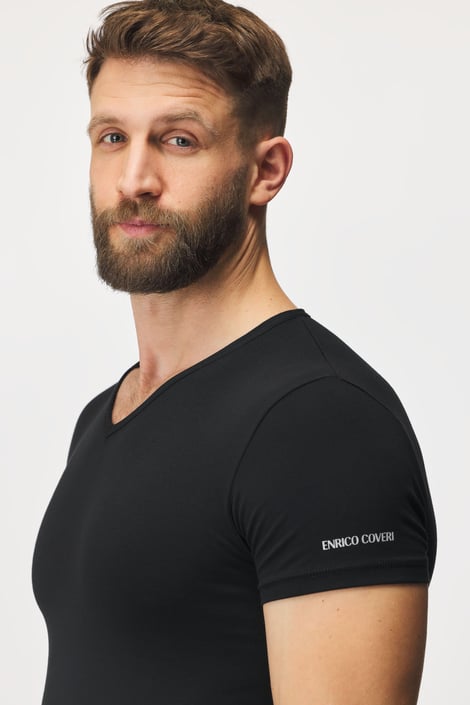 Pánske tričko V neck čierne | Astratex.sk